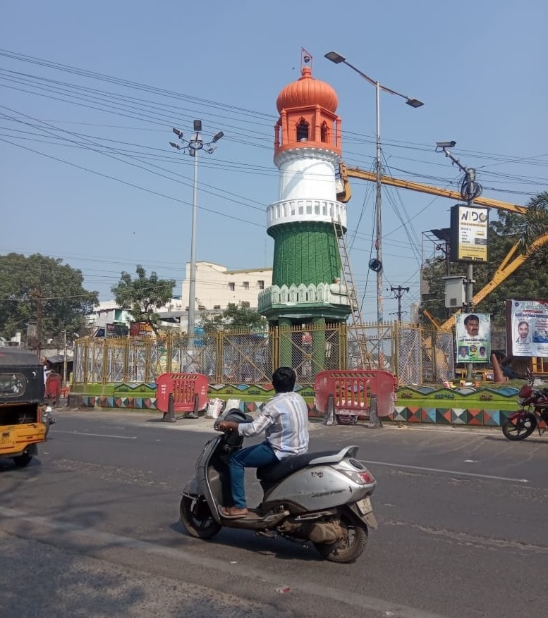 Jinnah Tower in Guntur, Andhra Pradesh. (ANI)