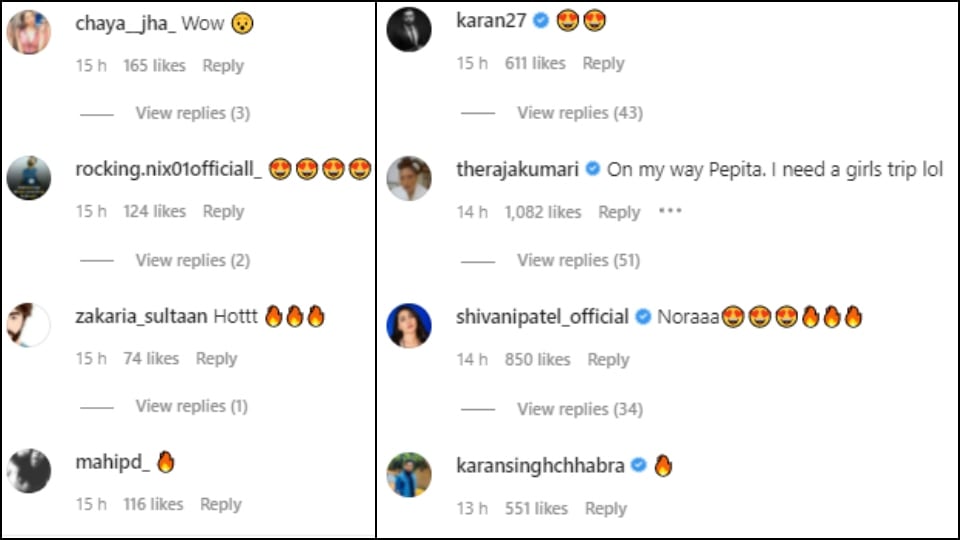 Comments on Nora Fatehi's post. Comments on Nora Fatehi's post. 