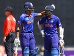 India's Yash Dhull and Shaik Rasheed during the ICC U19 Men's Cricket World Cup 2022 Semi Final match between India and Australia, at Coolidge Cricket Ground in Antigua on Wednesday.(ANI) India's Yash Dhull and Shaik Rasheed during the ICC U19 Men's Cricket World Cup 2022 Semi Final match between India and Australia, at Coolidge Cricket Ground in Antigua on Wednesday.(ANI)