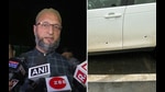 AIMIM President Asaduddin Owaisi speaks to media after Unidentified miscreants opened fire on his Car while returning to Delhi after campaigning, in New Delhi on Thursday. (ANI)