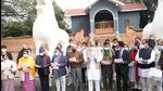 Former Manipur CM Ibobi Singh and AICC in charge Bhakta Charan Das led an unusual oath ceremony attended by 54 Congress candidates Former Manipur CM Ibobi Singh and AICC in charge Bhakta Charan Das led an unusual oath ceremony attended by 54 Congress candidates