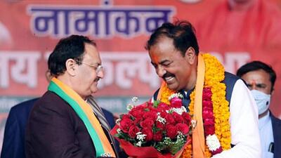 BJP chief JP Nadda with deputy chief minister Keshav Prasad Maurya at a public meeting for the UP polls in Kaushambi on Thursday. (ANI Photo) BJP chief JP Nadda with deputy chief minister Keshav Prasad Maurya at a public meeting for the UP polls in Kaushambi on Thursday. (ANI Photo)