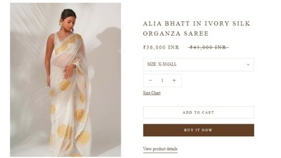 Alia Bhatt picked this gorgeous saree from the Indian traditional clothing brand Devnaagri. (Devnaagri) Alia Bhatt picked this gorgeous saree from the Indian traditional clothing brand Devnaagri. (Devnaagri)