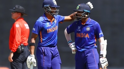 India's Yash Dhull and Shaik Rasheed during the ICC U19 Men's Cricket World Cup 2022 Semi Final match between India and Australia, at Coolidge Cricket Ground in Antigua on Wednesday. (ANI) India's Yash Dhull and Shaik Rasheed during the ICC U19 Men's Cricket World Cup 2022 Semi Final match between India and Australia, at Coolidge Cricket Ground in Antigua on Wednesday. (ANI)