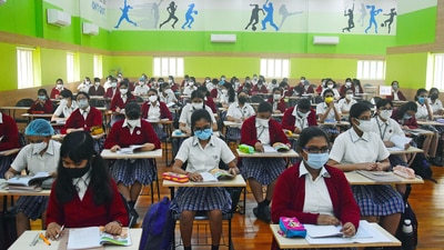 Schools in West Bengal reopened for classes 8-12 with Covid-19 Protocols on Thursday. "Covid-19 situation in Bengal has improved. Schools will reopen on February 3 for classes 8 to 12. Colleges, universities, polytechnics and ITIs will also restart offline classes on the same day. We are not reopening primary schools right now," West Bengal Chief Minister Mamata Banerjee announced on January 31. (ANI) Schools in West Bengal reopened for classes 8-12 with Covid-19 Protocols on Thursday. "Covid-19 situation in Bengal has improved. Schools will reopen on February 3 for classes 8 to 12. Colleges, universities, polytechnics and ITIs will also restart offline classes on the same day. We are not reopening primary schools right now," West Bengal Chief Minister Mamata Banerjee announced on January 31. (ANI)