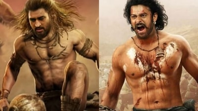 MS Dhoni's look as Atharva in the motion poster for the graphic novel was compared to Prabhas in Baahubali by fans. MS Dhoni's look as Atharva in the motion poster for the graphic novel was compared to Prabhas in Baahubali by fans.