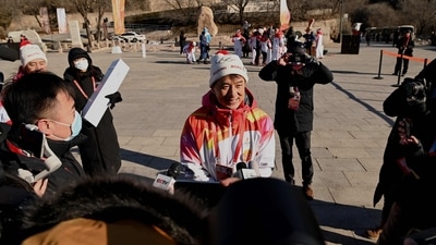 Later on Thursday, the torch will be taken to Zhangjiakou in neighbouring Hebei province, where most of Olympic snow events will take place. The relay will end with the lighting of the Olympic cauldron at Friday's opening ceremony. (AFP) Later on Thursday, the torch will be taken to Zhangjiakou in neighbouring Hebei province, where most of Olympic snow events will take place. The relay will end with the lighting of the Olympic cauldron at Friday's opening ceremony. (AFP)