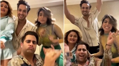 Umar Riaz, Neha Bhasin, Rajiv Adatia and Rashami Desai.groove to Oo Antava. Umar Riaz, Neha Bhasin, Rajiv Adatia and Rashami Desai.groove to Oo Antava.