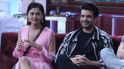 Karan Kundrra and Tejasswi Prakash on Bigg Boss 15. Karan Kundrra and Tejasswi Prakash on Bigg Boss 15.