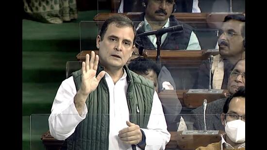 Congress leader Rahul Gandhi speaking in Lok Sabha. (ANI)