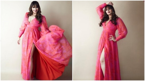 Huma Qureshi is currently awaiting the release of her upcoming web-series Mithya. The actor has started the promotions of the web series in full swing. On Thursday, Huma shared a slew of pictures from her promotion diaries and it is turning Instagram into hues of pink and red. In a flowy gown, Huma slayed major fashion goals for us.(Instagram/@iamhumaq)