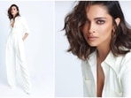 Deepika Padukone looked like she is all ready to set the ramp in fire in all-white Victoria Beckham attire. Her outfit comprised of wide-leg pleated trousers which cost <span class='webrupee'>?</span>?59,300 and a fitted 70s vanilla shirt worth <span class='webrupee'>?</span>43,400.(Instagram/@shaleenanathani)