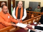 CM Yogi Adityanath files his nomination for the UP polls, along with Union home minister Amit Shah, in Gorakhpur. (Pramod Adhikari) CM Yogi Adityanath files his nomination for the UP polls, along with Union home minister Amit Shah, in Gorakhpur. (Pramod Adhikari)