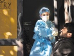 A man gets a Covid-19 test in Delhi.