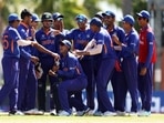 India U19 in action against Bangladesh at the ICC U19 World Cup 2022