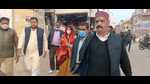 The SP leader, who offered prayers to Maa Vindhyavasini in Vindhyachal on Friday, said the work of seat sharing with allies in Purvanchal region for 2022 UP assembly polls would be completed soon (HT photo)