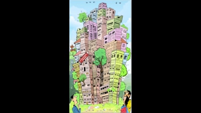 To increase its housing capacity, the UT administration is considering redensification of government accommodation or making it compact. (Illustration: Biswajit Debnath/HT)