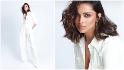 Deepika Padukone looked like she is all ready to set the ramp in fire in all-white Victoria Beckham attire. Her outfit comprised of wide-leg pleated trousers which cost <span class='webrupee'>₹</span>59,300 and a fitted 70s vanilla shirt worth <span class='webrupee'>₹</span>43,400. (Instagram/@shaleenanathani) Deepika Padukone looked like she is all ready to set the ramp in fire in all-white Victoria Beckham attire. Her outfit comprised of wide-leg pleated trousers which cost <span class='webrupee'>₹</span>59,300 and a fitted 70s vanilla shirt worth <span class='webrupee'>₹</span>43,400. (Instagram/@shaleenanathani)