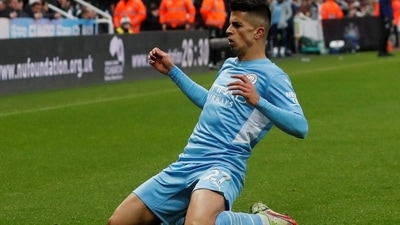 Manchester City's Joao Cancelo celebrates scoring their second goal&nbsp; (Action Images via Reuters)
