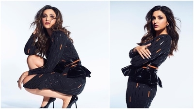 In another Instagram post, Parineeti Chopra was seen posing like a boss lady in a black bodycon dress which she teamed with black glossy pumps. (Instagram/@parineetichopra)