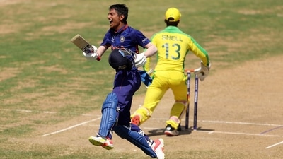 Yash Dhull celebrates after scoring 100 (Twitter/BCCI) Yash Dhull celebrates after scoring 100 (Twitter/BCCI)