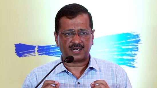 Delhi Chief Minister Arvind Kejriwal addresses a press conference on the upcoming Goa Assembly elections, at Dona Paula, in Panaji.(ANI)
