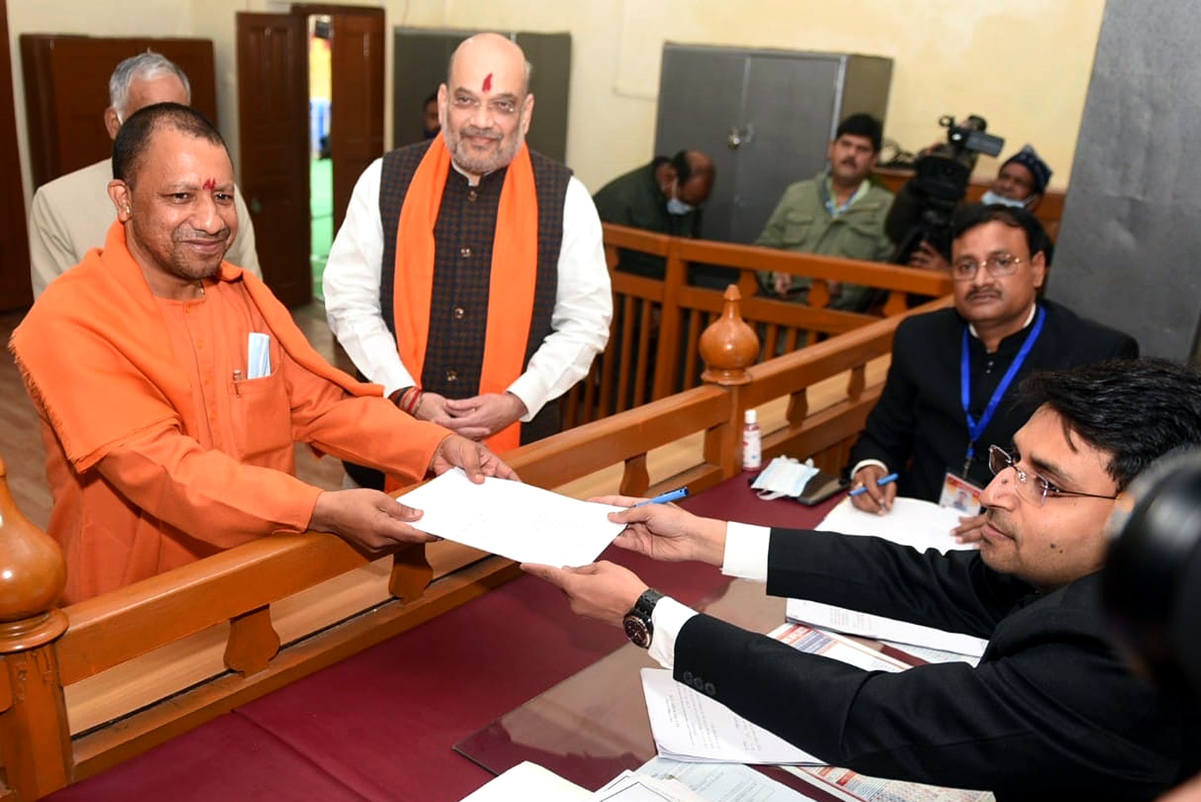 CM Yogi Adityanath files his nomination for the UP polls, along with Union home minister Amit Shah, in Gorakhpur. (Pramod Adhikari) CM Yogi Adityanath files his nomination for the UP polls, along with Union home minister Amit Shah, in Gorakhpur. (Pramod Adhikari)