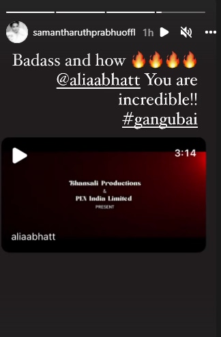 Samantha Ruth Prabhu memberikan penghormatan untuk trailer Gangubai Kathiawadi Alia Bhatt.