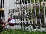 A former staff member at the Australian Embassy in Bangkok is facing criminal charges after multiple spy cameras were found in the women's bathrooms.(AFP) A former staff member at the Australian Embassy in Bangkok is facing criminal charges after multiple spy cameras were found in the women's bathrooms.(AFP)