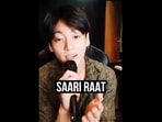 A screengrab from the video shared by Anshuman Sharma that shows BTS member Jungkook 'singing' a Hindi song. A screengrab from the video shared by Anshuman Sharma that shows BTS member Jungkook 'singing' a Hindi song. 
