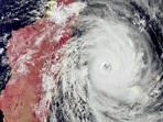A satellite image shows Cyclone Batsirai heading towards Madagascar on February 4.