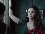 Alia Bhatt in a still from Gangubai Kathiawadi trailer. Alia Bhatt in a still from Gangubai Kathiawadi trailer. 