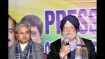 Union minister Hardeep Puri addressing the media in Ludhiana on Saturday. He said the BJP acknowledged the sacrifice and contribution made by the people of Punjab for the country and the party would work for the development of the state in coordination with the Union government. (Gurpreet Singh/HT)