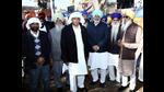 Congress MLA Balbir Singh Sidhu and Anandpur Sahib MP Manish Tiwari campaigning in Mohali on Saturday ahead of the Punjab assembly elections. (HT Photo)