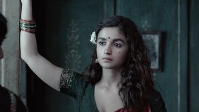 Alia Bhatt in a still from Gangubai Kathiawadi trailer. Alia Bhatt in a still from Gangubai Kathiawadi trailer. 