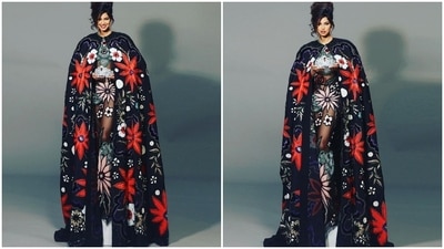 Harnaaz chose an avant-garde look for her second photoshoot, created by New York-based designer Naeem Khan. Fadil Berisha captioned the post, "Fit for a queen," and we agree. The 21-year-old looked like royalty in the pictures as she posed with the Miss Universe crown. (Instagram/@fadilberishaphotography) Harnaaz chose an avant-garde look for her second photoshoot, created by New York-based designer Naeem Khan. Fadil Berisha captioned the post, "Fit for a queen," and we agree. The 21-year-old looked like royalty in the pictures as she posed with the Miss Universe crown. (Instagram/@fadilberishaphotography)