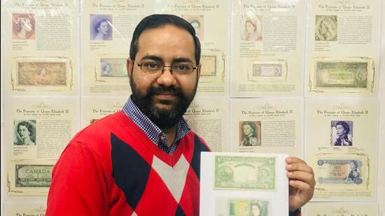 Ludhiana-based numismatist Shiv Chander Sablok’s name was added to the Limca Book of Records for his Queen Elizabeth II-themed collection of currency. (HT File)