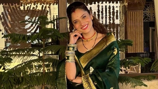 Ankita Lokhande in green silk saree feels beautiful getting ready like a bride for Vicky Jain: Check out pics
