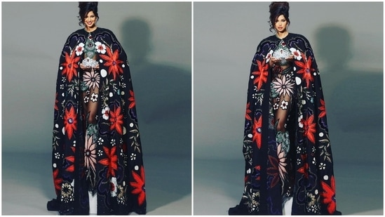 Harnaaz chose an avant-garde look for her second photoshoot, created by New York-based designer Naeem Khan. Fadil Berisha captioned the post, "Fit for a queen," and we agree. The 21-year-old looked like royalty in the pictures as she posed with the Miss Universe crown.(Instagram/@fadilberishaphotography)