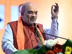 Union Home Minister Amit Shah addressing a public rally.