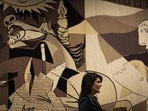 A vast tapestry representing Picasso's iconic A vast tapestry representing Picasso's iconic