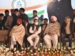 Charanjit Singh Channi will be the Congress CM face, Rahul Gandhi announced as Sidhu, Sunil Jakhar clapped. (Gurpreet Singh/Hindustan Times)