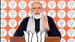 New Delhi, Feb 06 (ANI): Prime Minister Narendra Modi virtually addresses Jan Chaupal for the people of Agra, Mathura and Bulandshahr, in New Delhi on Sunday. (ANI Photo) (ANI)