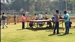 Preparations underway for the state funeral of legendary singer Lata Mangeshkar at Shivaji Park in Mumbai on Sunday. (ANI PHOTO.) Preparations underway for the state funeral of legendary singer Lata Mangeshkar at Shivaji Park in Mumbai on Sunday. (ANI PHOTO.)