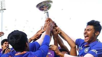 Indian team celebrate with the ICC U19 Men's World Cup Trophy after winning the ICC U19 Men's Cricket World Cup Final (ANI) Indian team celebrate with the ICC U19 Men's World Cup Trophy after winning the ICC U19 Men's Cricket World Cup Final (ANI)