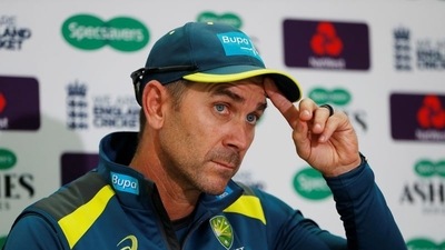 Australia head coach Justin Langer during the press conference. (Action Images via Reuters)