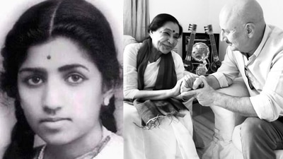 Anupam Kher met Asha Bhosle at Lata Mangeshkar's residence after death of the legendary singer. Anupam Kher met Asha Bhosle at Lata Mangeshkar's residence after death of the legendary singer. 