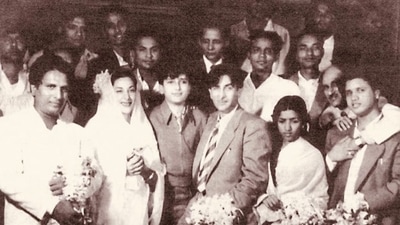 Lata Mangeshkar with Raj Kapoor, Nargis, and Shashi Kapoor. Lata Mangeshkar with Raj Kapoor, Nargis, and Shashi Kapoor.