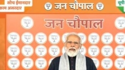 PM Modi remembers Lata Mangeshkar at Jan Chaupal with the people of Uttar Pradesh.