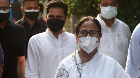 Trinamool Congress (TMC) chairperson and West Bengal chief minister Mamata Banerjee and her nephew Abhishek Banerjee did not see eye to eye over the list of candidates for Bengal civic polls that led to large scale protests in the state on Saturday. (HT PHOTO.)